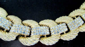 Signed SCASSI Designer Golden Rope Link Crystal Necklace