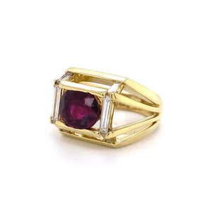 2.5 Carat Ruby No Heat GIA and Diamond Jose Hess Gold Ring Estate Fine Jewelry