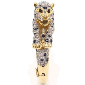 Captivating Sapphire and Diamond Gold Panther Bracelet Fine Estate Jewelry