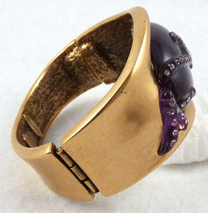 Designer Signed Oscar de La Renta Faux Purple Amethyst Cuff Bracelet
