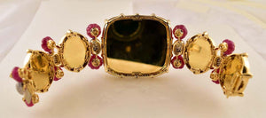11.10 Carat Diamond HP Plaques and Ruby Gold Bracelet Tony Duquette Fine Jewelry