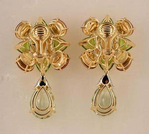 Amethyst, Peridot, Citrine and Diamond Gold Earrings Tony Duquette Fine Jewelry