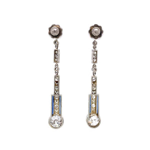 Diamond Art Deco Platinum Drop Earrings Fine Estate Jewelry
