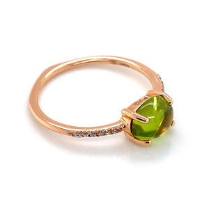 Peridot and Diamond 18 Karat Rose Gold Engagement Ring