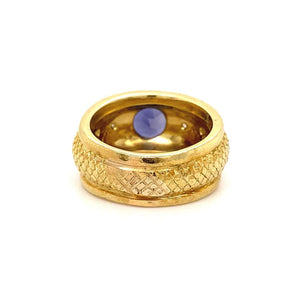 Designer Judith Ripka Violet Iolite and Diamond Gold Ring Estate Fine Jewelry