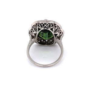 10.92 Carat Sapphire Diamond Art Deco Style Platinum Ring Estate Fine Jewelry