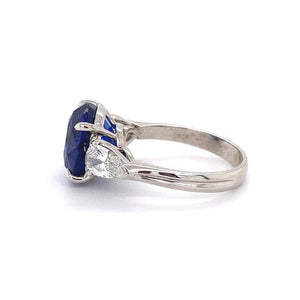 7.07 Carat Ceylon Sapphire and Diamond Platinum Ring Estate Fine Jewelry