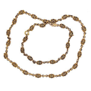 Fancy Link Necklace and Bracelet Platinum and 18 Karat Gold Estate Fine Jewelry
