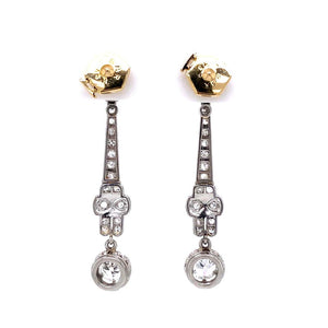 Diamond Chandelier Platinum Art Deco Revival Drop Earrings