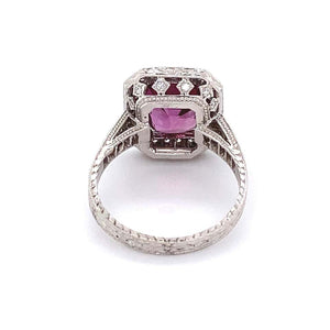3.75 Carat Cushion Pink Sapphire and Diamond Gold Ring