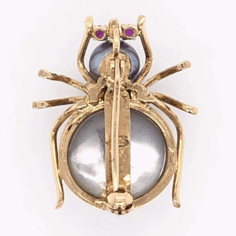 Big Vintage Spider Brooch Pin Sterling Silver with Brass Accent - Ruby Lane