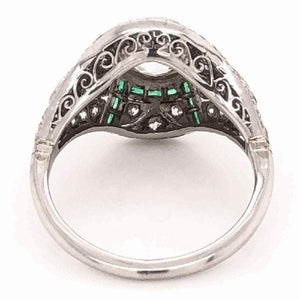 Art Deco Style 1.23 Carat Diamond Emerald Platinum Engagement Ring