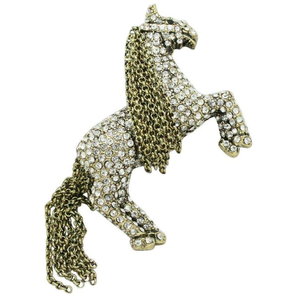 HEIDI DAUS Signed Crystal Tally Ho Pony Horse Designer Brooch Pin Estate