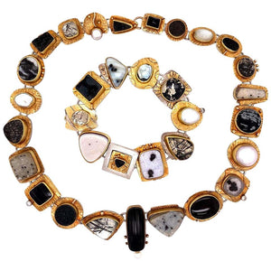 Sydney Lynch Multi Gemstone Designer Necklace and Bracelet Estate Fine Jewelry