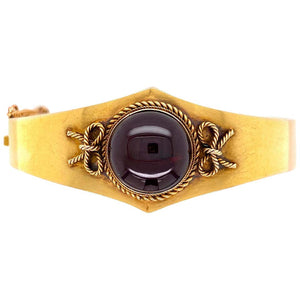 Victorian Garnet Gold Cuff Bangle Bracelet Estate Fine Jewelry