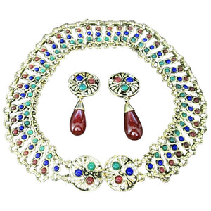 Designer Beaded Necklace and Earring Set by Gianni De Liguoro Italy