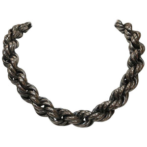 Mid Century Modern Heavy Sterling Silver Twist Rope Chain Necklace Estate Find