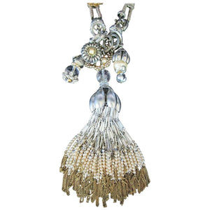 Stunning Designer Dangling Tassels and Charms Necklace by Miriam Haskell