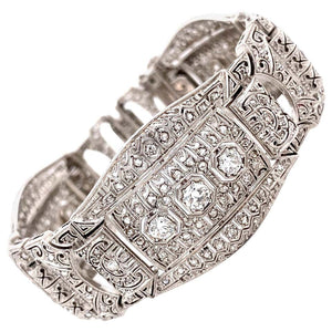 6.20tcw Diamond Platinum Art Deco Bracelet Estate Fine Jewelry