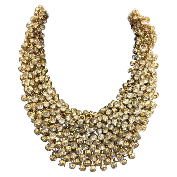 Designer Signed Natasha Sparkling Crystal Bib Collar Necklace