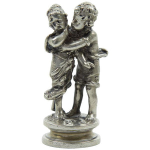 Silver Figurine Portraying a Boy Courting a Young Girl Germany