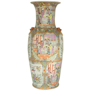 Impressive Massive Mid-Century Modern Chinese Canton Rose Mandarin style Vase
