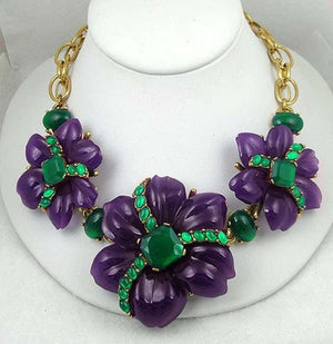 Oscar de le Renta Purple and Green Choker Necklace