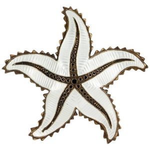 Ivar Holth White Enamel Sterling Silver Starfish Brooch Pin Norway