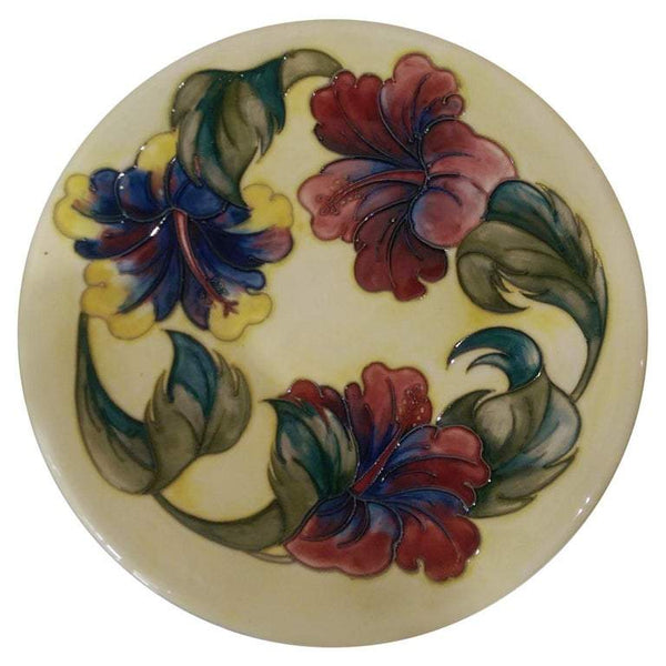 Vintage Large Moorcroft Pottery Charger Plate Hibiscus Flowers Estate England