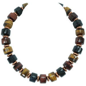 Exquisite Tiger Eye and Copper Statement Necklace