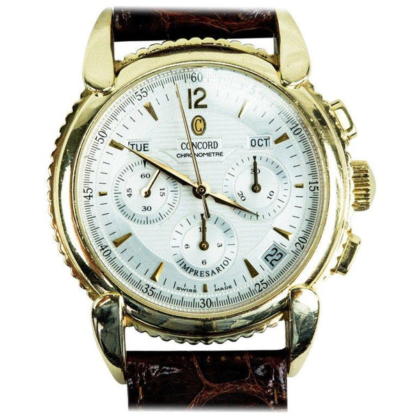 Concord Yellow Gold Impresario Triple-Calendar Date Chronograph Wristwatch