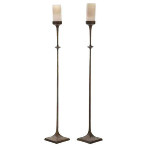 Pair of Contemporary Bronze Torchère Lamps “Alexandra” by Sculptor Tom Corbin