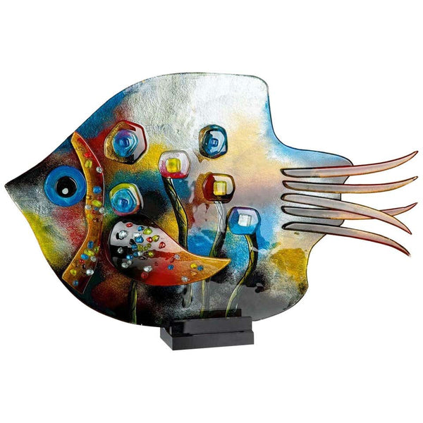 Magnificent Large Abstract Art Glass Multi-Color Fish Statement Sculpture