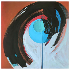 Marlene Burns Modern Abstract Acrylic Mixed-Media Painting Titled Eddy, 2018
