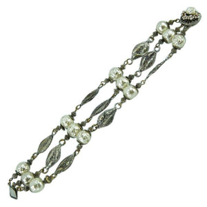 Miriam Haskell Signed Faux Pearl Bracelet C1950s