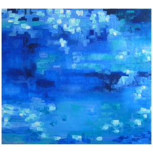 Michelle Hénault Modern Abstract Painting "Le Grand Bleu/The Big Blue", 2015