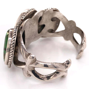 Native American Navajo Green Turquoise 925 Silver Cuff Bracelet Estate Jewelry