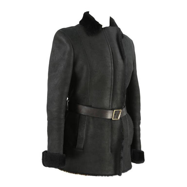 Gucci Black Shearling Fur Jacket US Size 8
