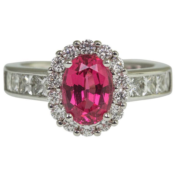 2.08 Carat Red Spinel Diamond Statement Engagement Ring