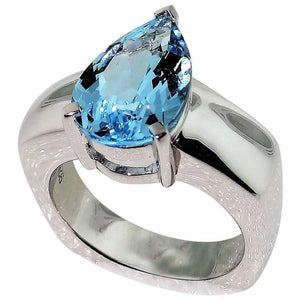 2.90 Carat Blue Topaz Diamond Solitaire Ring