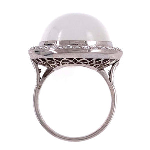 25 Carat Moonstone Diamond Platinum Cocktail Ring Fine Estate Jewelry