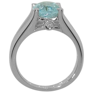 2.90 Carat Blue Topaz Diamond Solitaire Engagement Ring