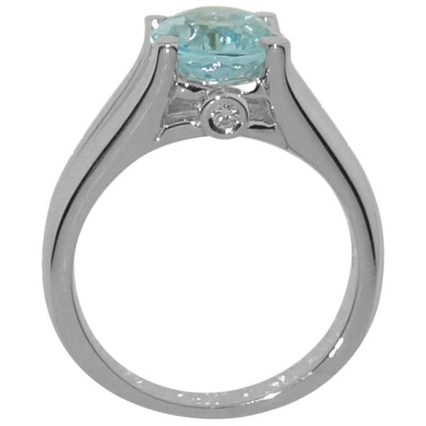 2.90 Carat Blue Topaz Diamond Solitaire Engagement Ring