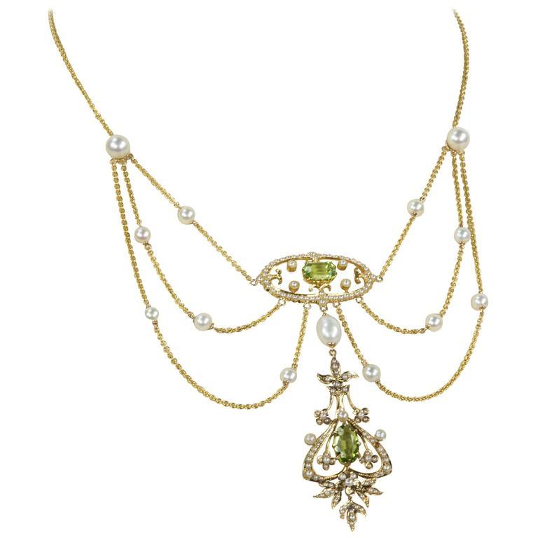 Silver Pearl and Peridot Bead Necklace TEN046PEFP