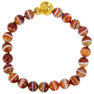 Beautiful Large Carnelian Banded Agate Bead Necklace