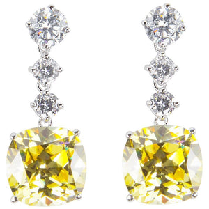 Amazing Faux Yellow Diamond Drop Statement Earrings