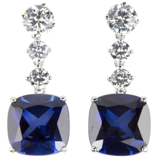 Amazing Faux Diamond and Faux Blue Sapphire Drop Statement Earrings