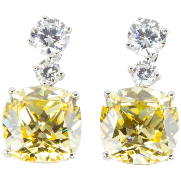 Faux Yellow Diamond Drop Statement Earrings