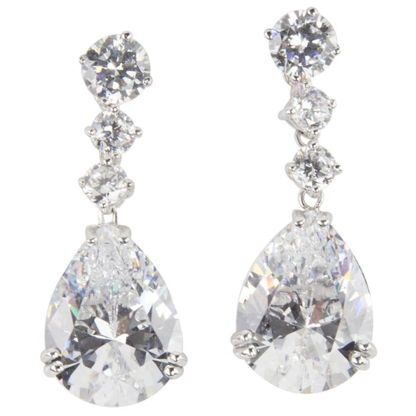 Stunning Faux Diamond and Teardrop Faux Diamond Drop Statement Earrings