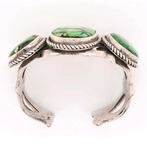 Native American Navajo Green Turquoise 925 Silver Cuff Bracelet Estate Jewelry